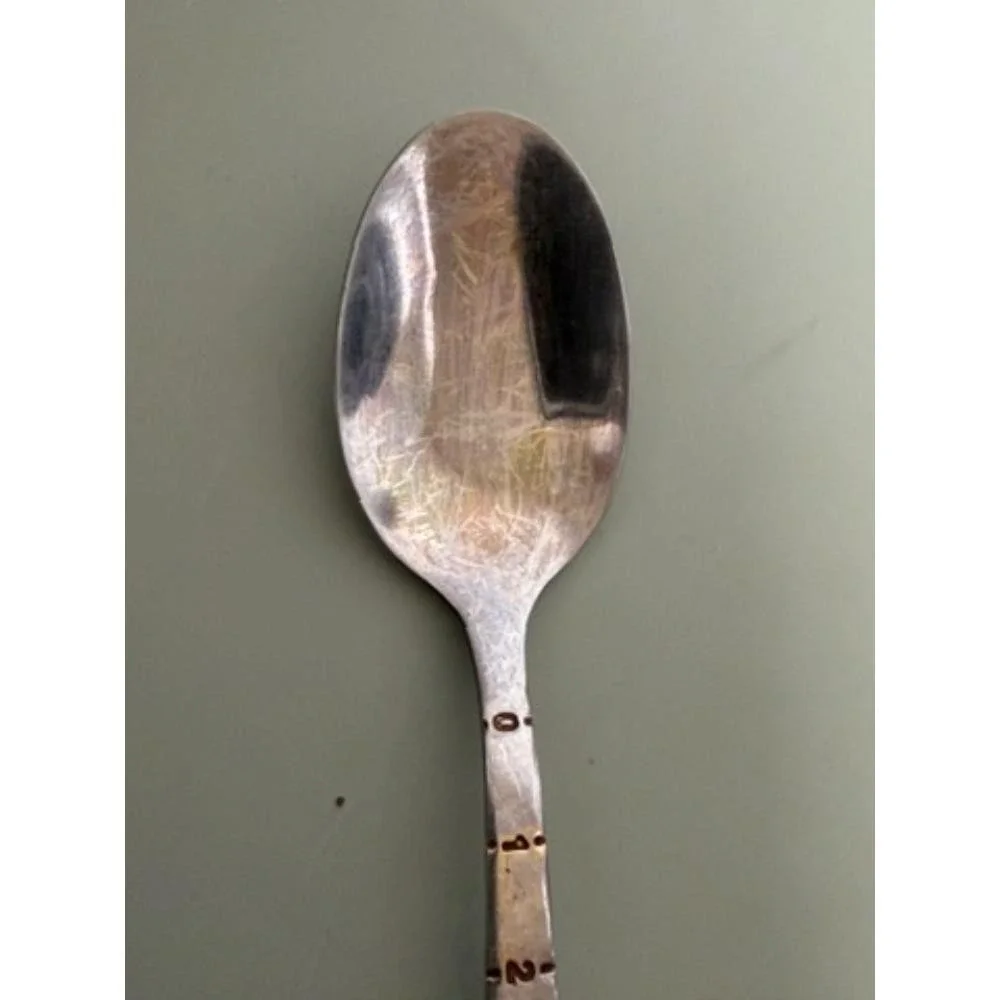 Set of 5 SSGP 18/10 Stainless Steel Gold Silver Ruler Design Teaspoons Flatware